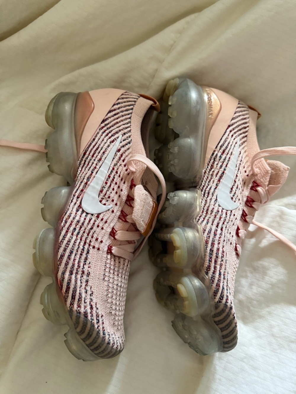 Nike Women's Light Pink Knit VaporMax Sneakers - Picture 3 of 6
